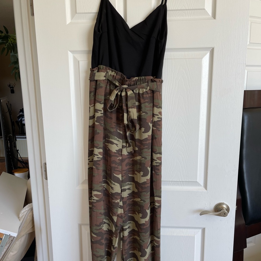 black/camo jumpsuit